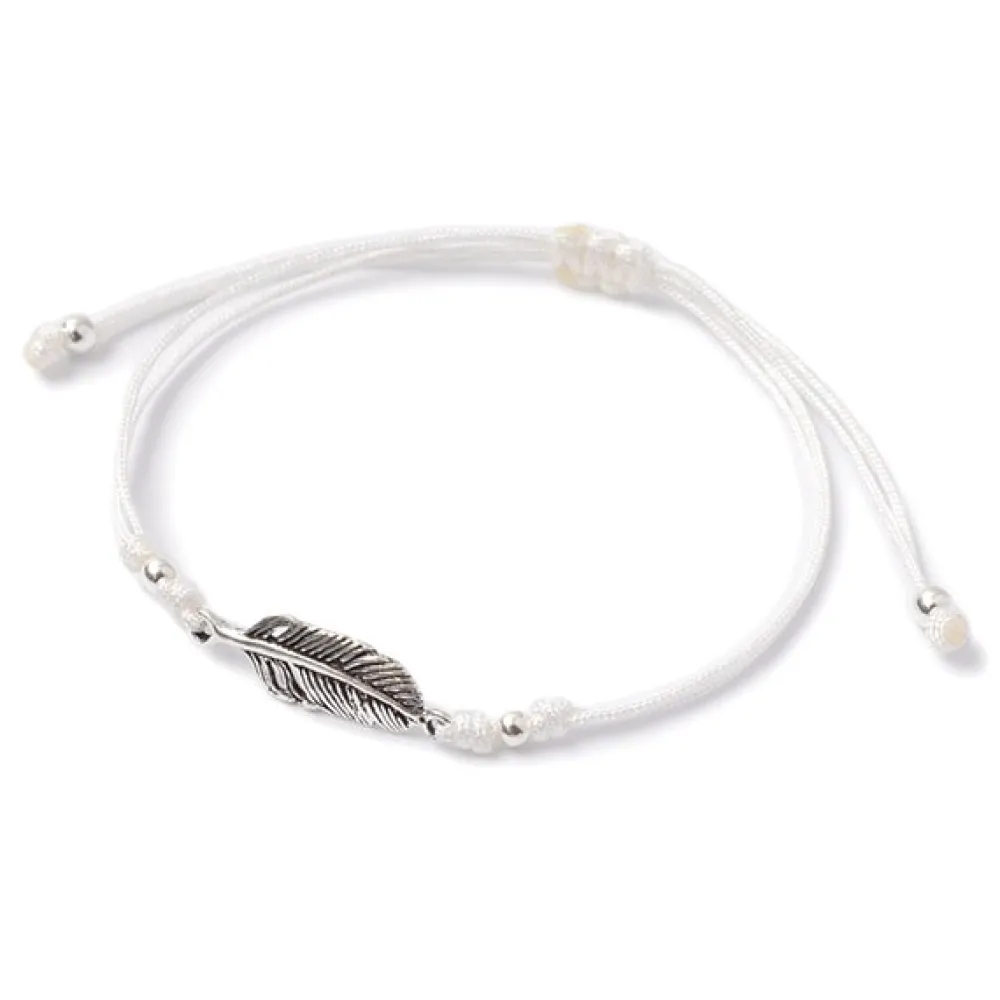 CHALISA T.. Anklets^/ Mini Feather Notched Cord Bracelet