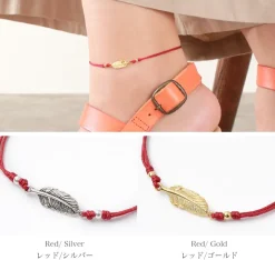 CHALISA T.. Anklets^/ Mini Feather Notting Cord Anklet