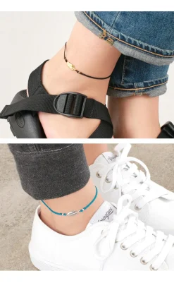 CHALISA T.. Anklets^/ Mini Feather Notting Cord Anklet