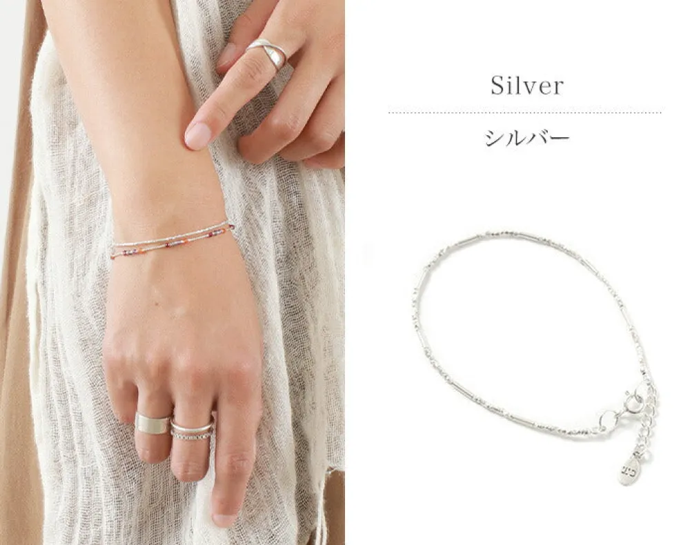 CHALISA T.. Anklets^/ Multi-cut Karen beads & tube beads / bracelet silver
