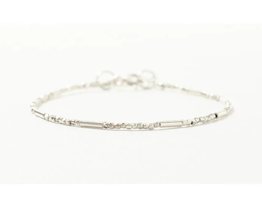 CHALISA T.. Anklets^/ Multi-cut Karen beads & tube beads / bracelet silver