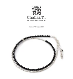 CHALISA T.. Anklets^/ Onyx W-Wrap Anklet black