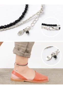 CHALISA T.. Anklets^/ Onyx W-Wrap Anklet black