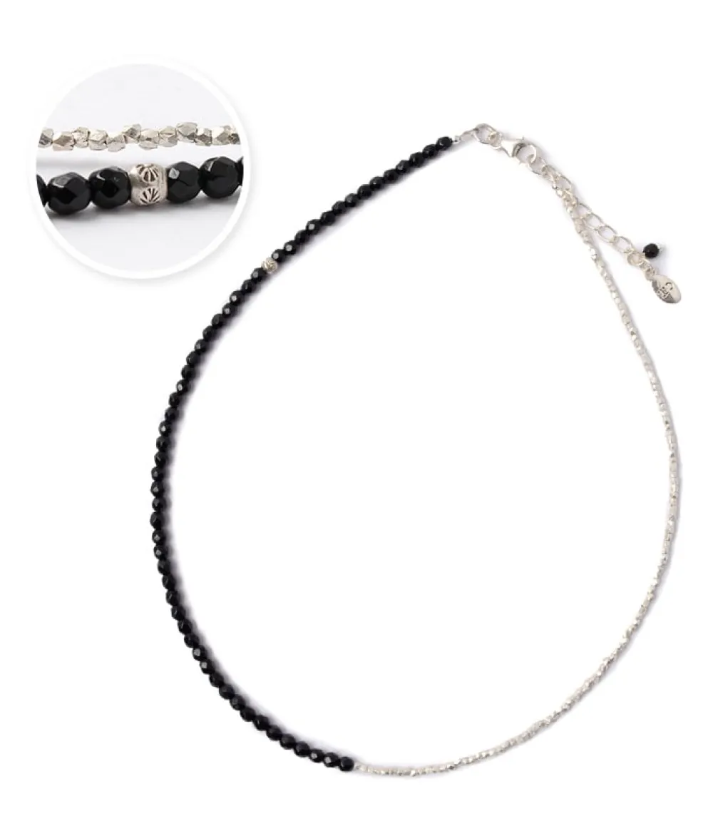 CHALISA T.. Anklets^/ Onyx W-Wrap Bracelet black