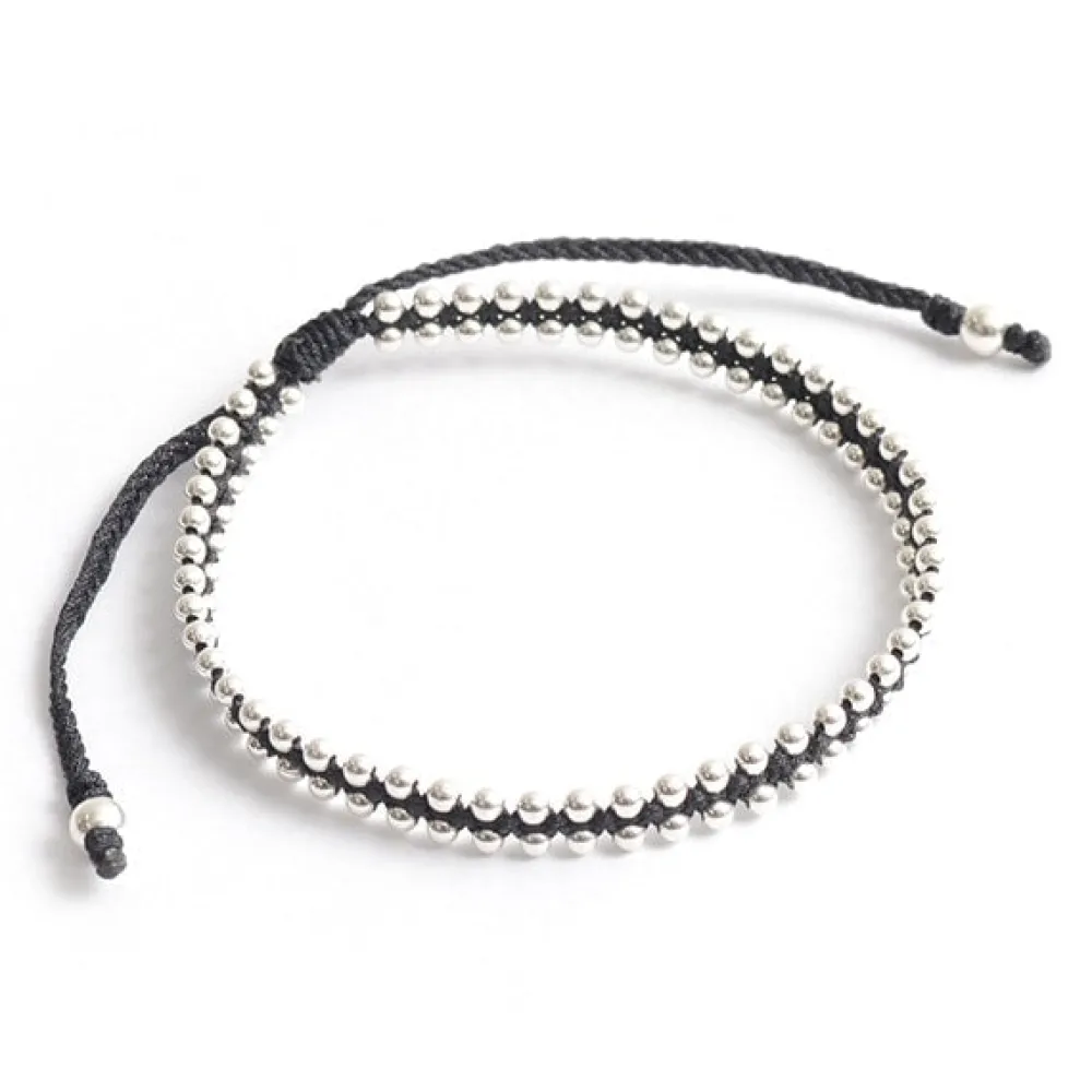 CHALISA T.. Anklets^/ Silver Ball Beads Duo Bracelet