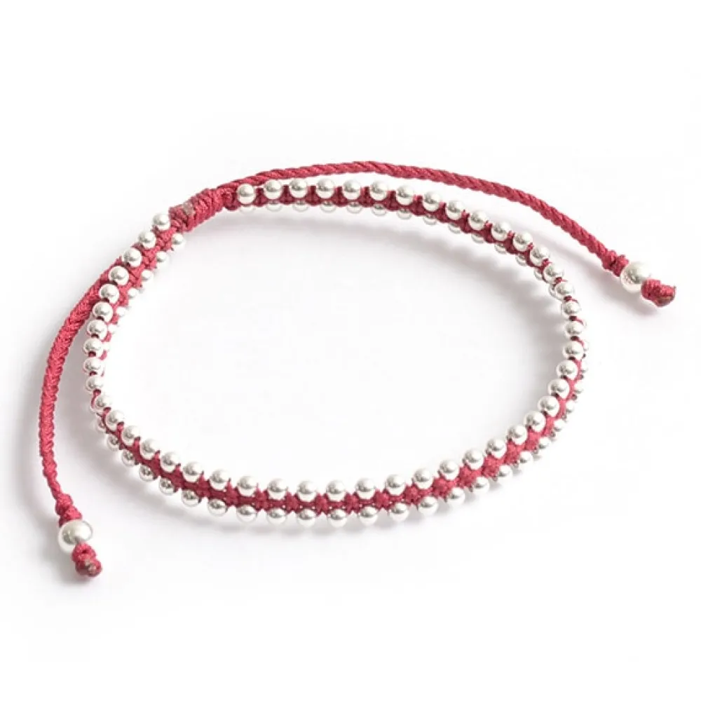 CHALISA T.. Anklets^/ Silver Ball Beads Duo Bracelet