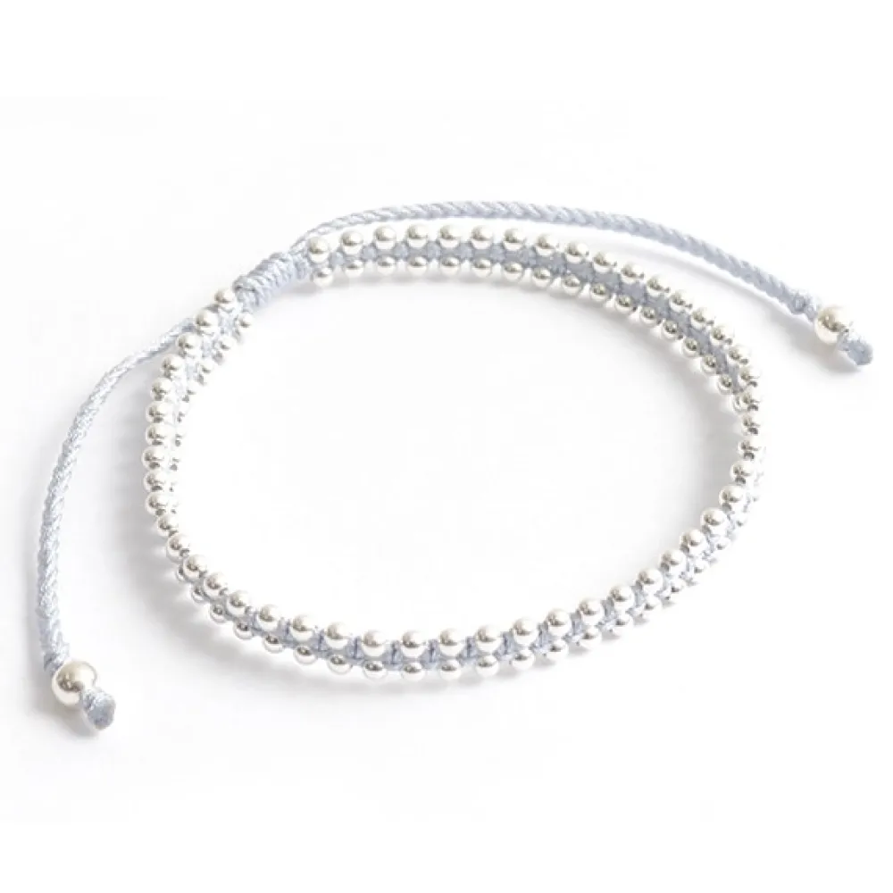 CHALISA T.. Anklets^/ Silver Ball Beads Duo Bracelet