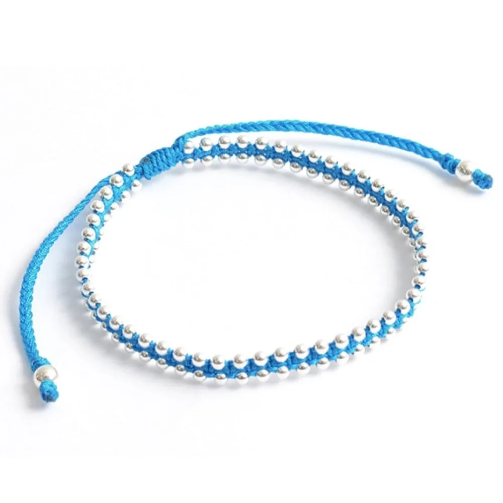 CHALISA T.. Anklets^/ Silver Ball Beads Duo Bracelet