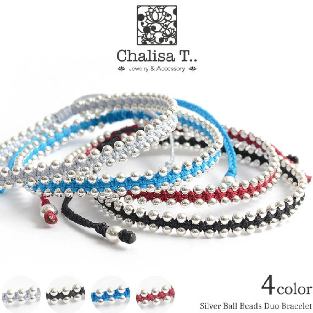 CHALISA T.. Anklets^/ Silver Ball Beads Duo Bracelet