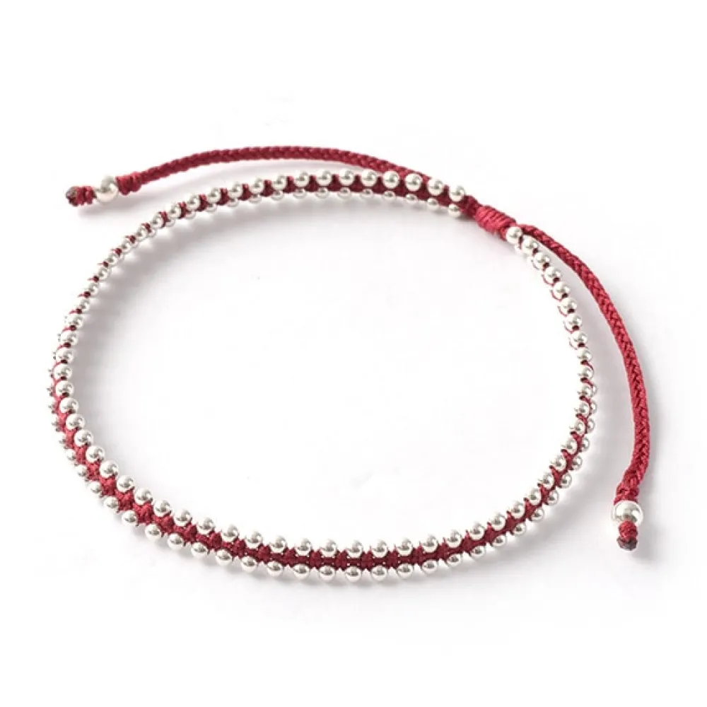 CHALISA T.. Anklets^/ Silver Ball Bead Duo Anklet