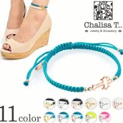 CHALISA T.. Anklets^/ Silver Cross Knotting Cord Anklet