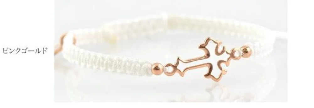 CHALISA T.. Anklets^/ Silver Cross Knotting Cord Anklet
