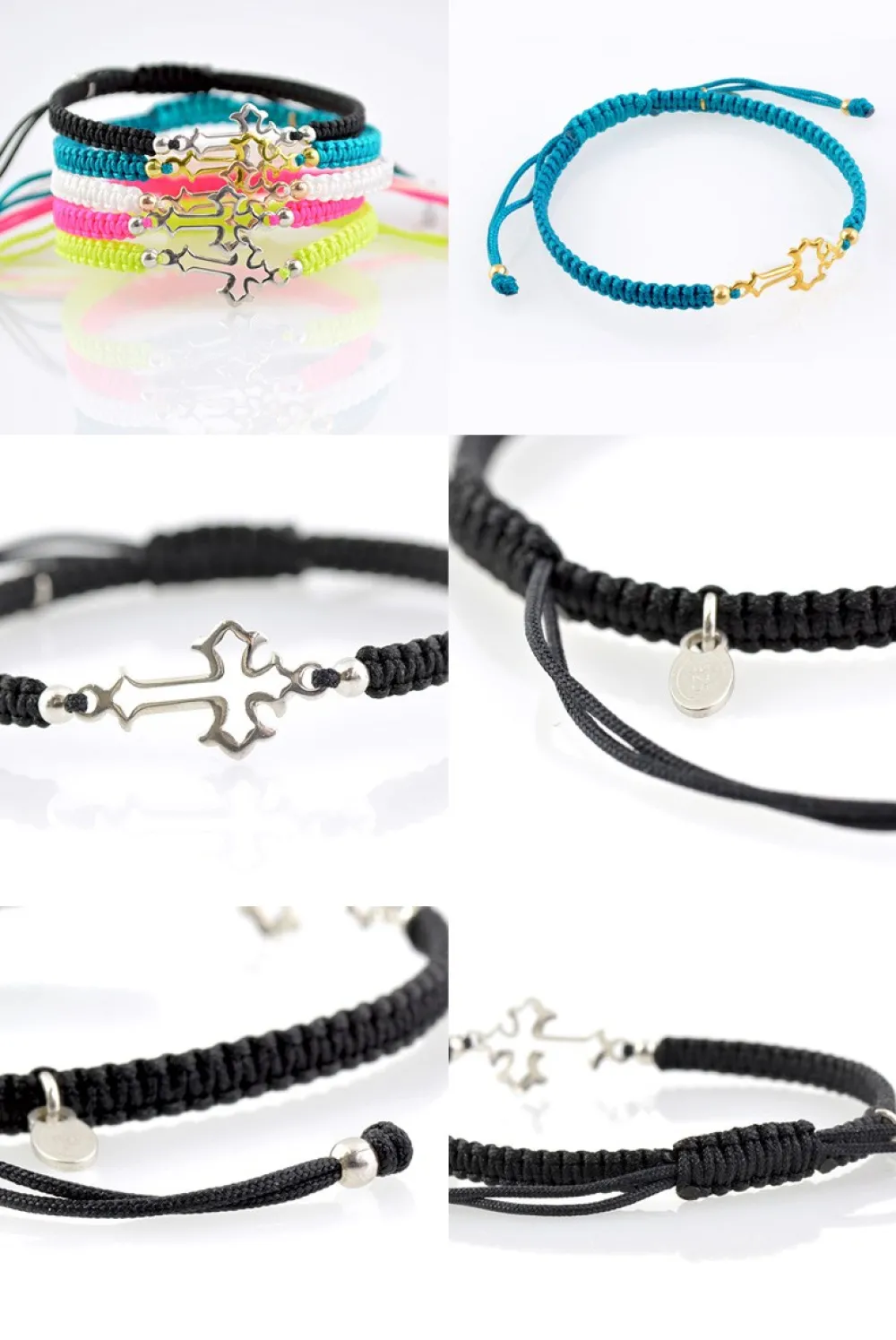 CHALISA T.. Bracelets^/ Silver cross notched cord bracelet