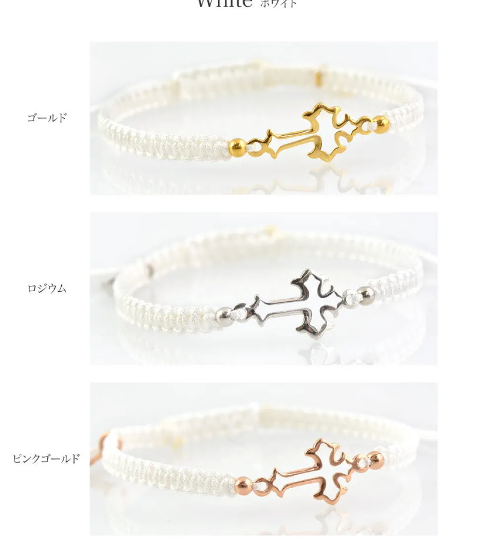 CHALISA T.. Bracelets^/ Silver cross notched cord bracelet