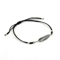 CHALISA T.. Anklets^/ Silver feather knotted cord bracelet