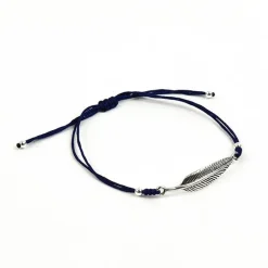 CHALISA T.. Anklets^/ Silver feather knotted cord bracelet
