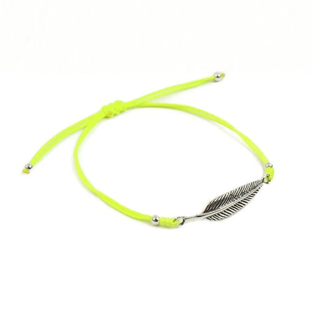 CHALISA T.. Anklets^/ Silver feather knotted cord bracelet