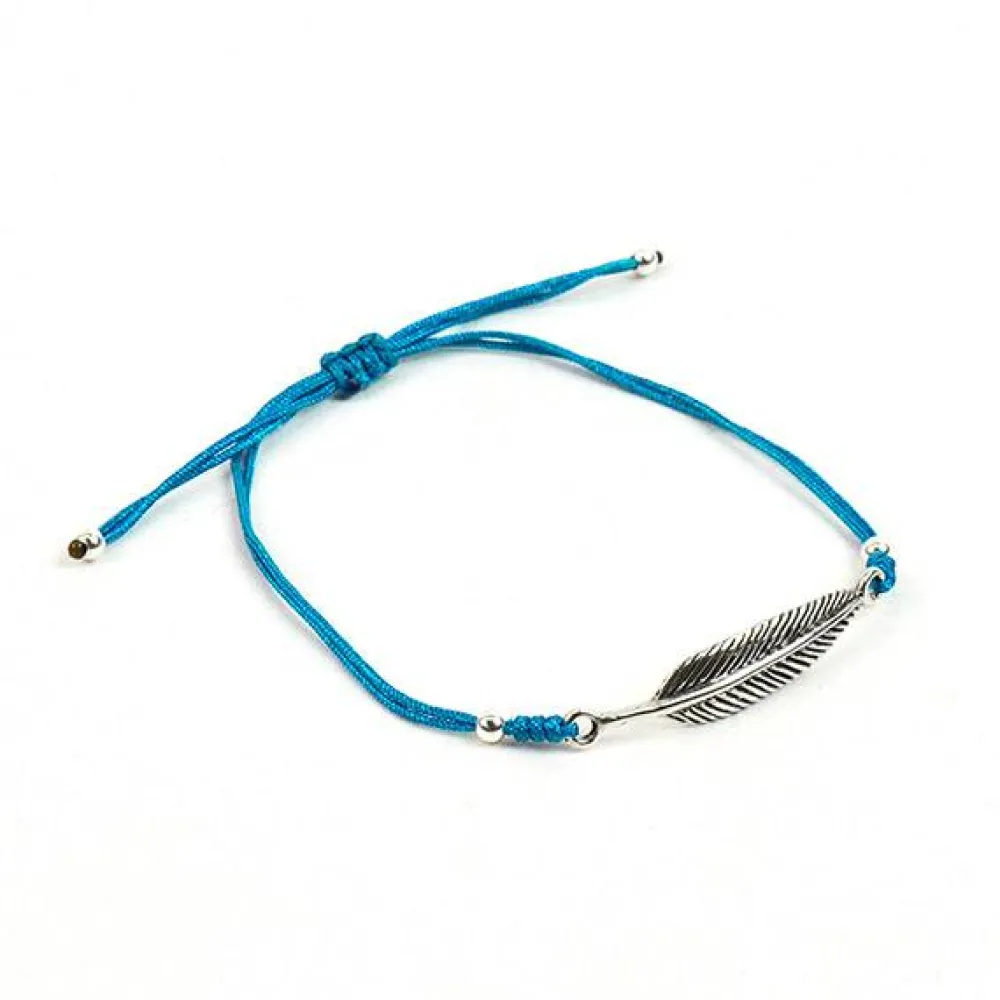 CHALISA T.. Anklets^/ Silver feather knotted cord bracelet