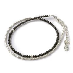 CHALISA T.. Anklets^/ Smoky Quartz W-Wrap Bracelet darkgray
