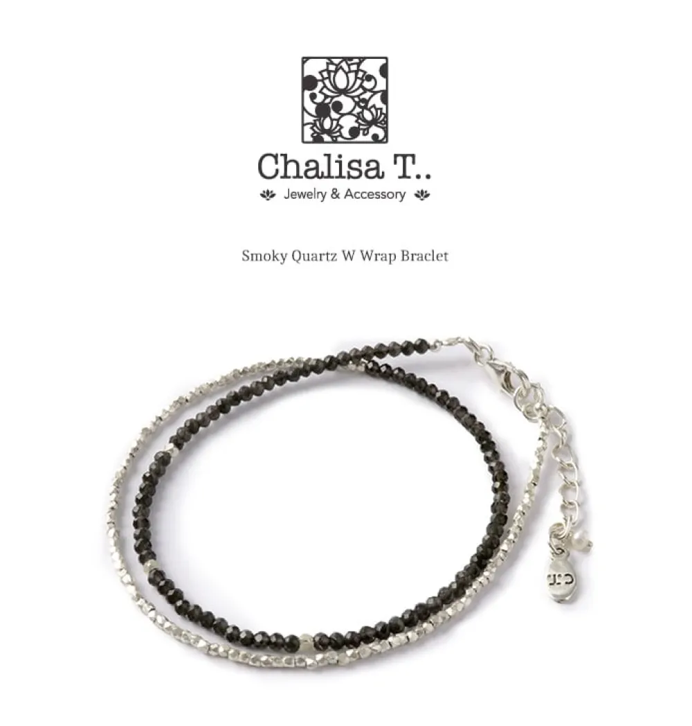 CHALISA T.. Anklets^/ Smoky Quartz W-Wrap Bracelet darkgray
