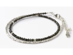CHALISA T.. Anklets^/ Smoky Quartz W-Wrap Bracelet darkgray