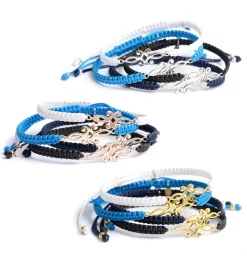 CHALISA T.. Anklets^/ Symmetrical Flower Pattern Notched Cord Anklet