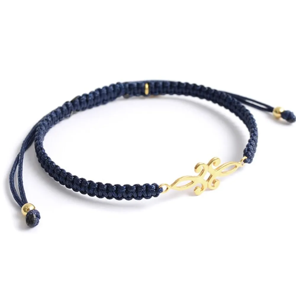 CHALISA T.. Anklets^/ Symmetrical Flower Pattern Notched Cord Anklet