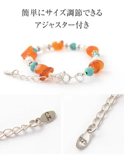 CHALISA T.. Anklets^/ Turquoise Amber Pearl Combi Anklet silver