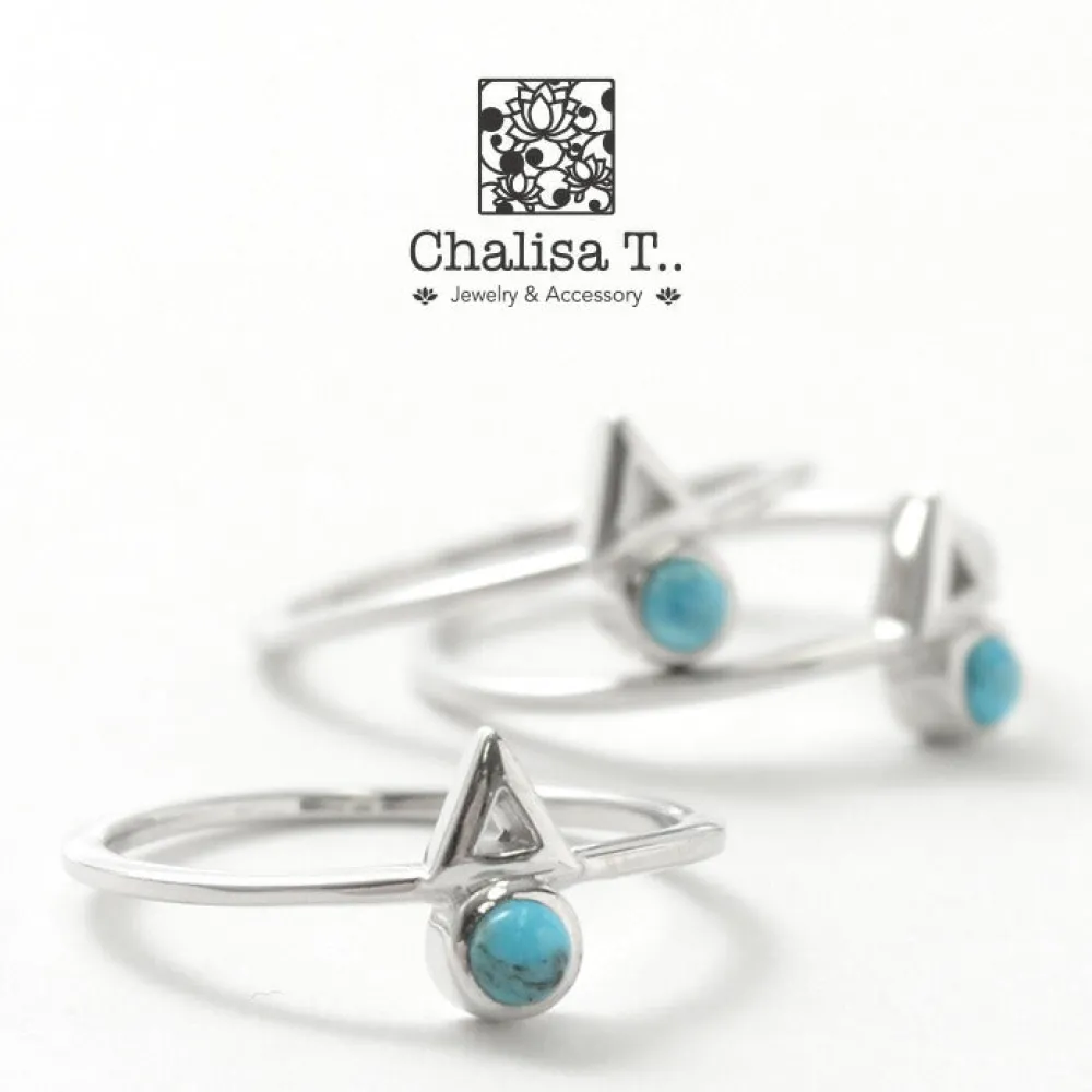 CHALISA T.. Anklets^/ Turquoise Circle Triangle Extra Fine Ring blue