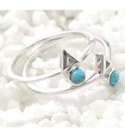 CHALISA T.. Anklets^/ Turquoise Circle Triangle Extra Fine Ring blue
