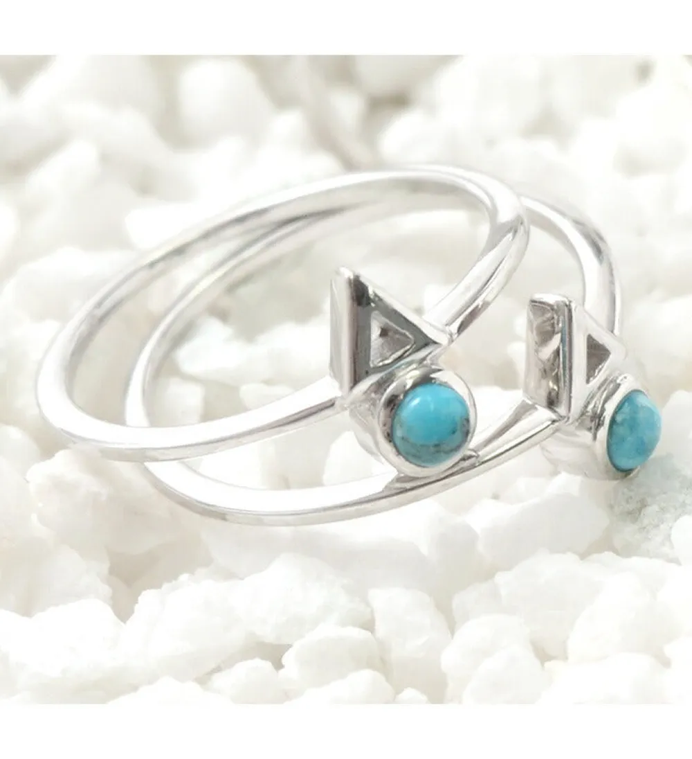 CHALISA T.. Anklets^/ Turquoise Circle Triangle Extra Fine Ring blue