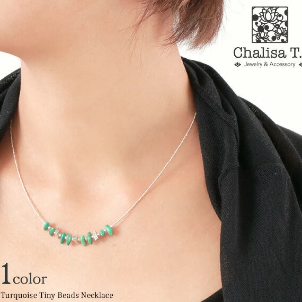 CHALISA T.. Anklets^/ Turquoise Tiny Beads Necklace blue