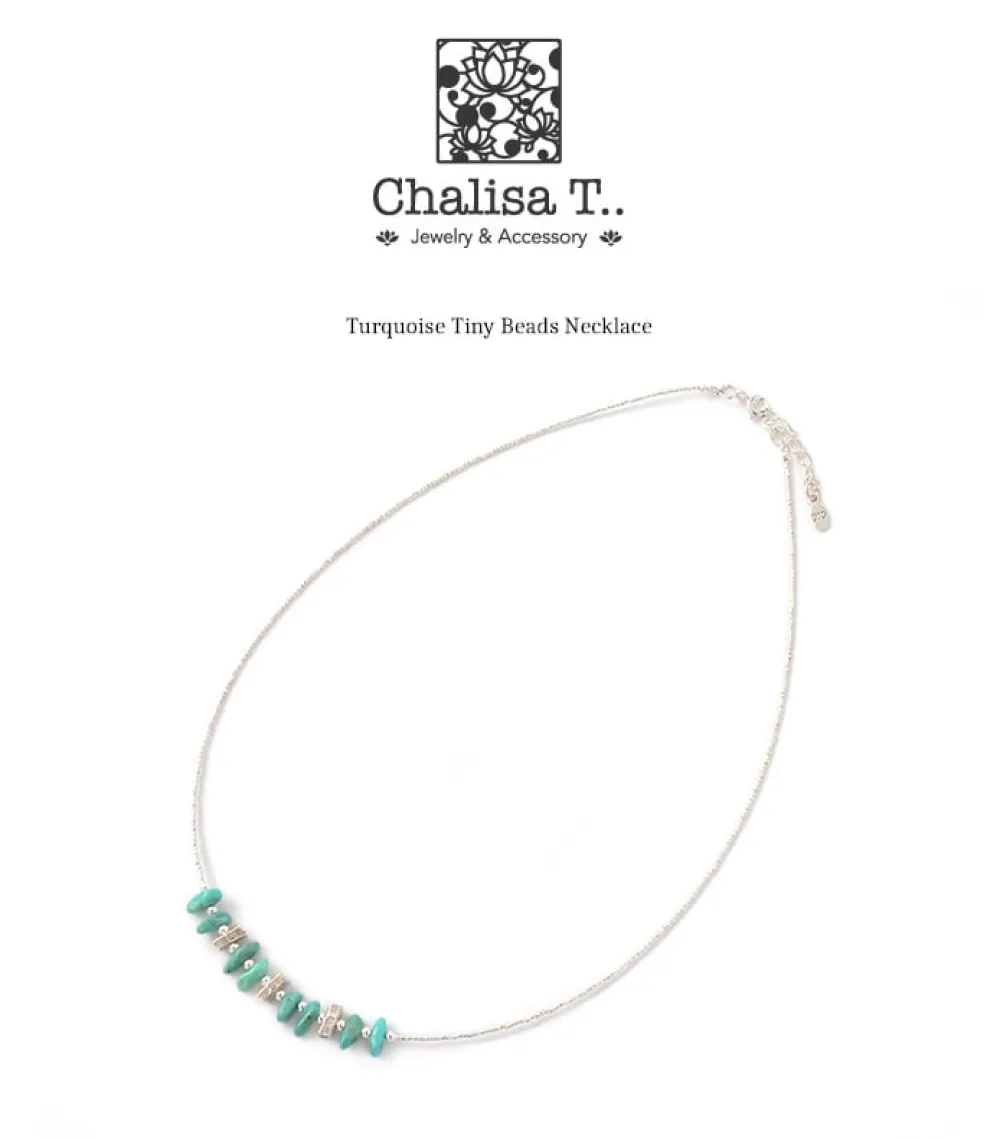 CHALISA T.. Anklets^/ Turquoise Tiny Beads Necklace blue