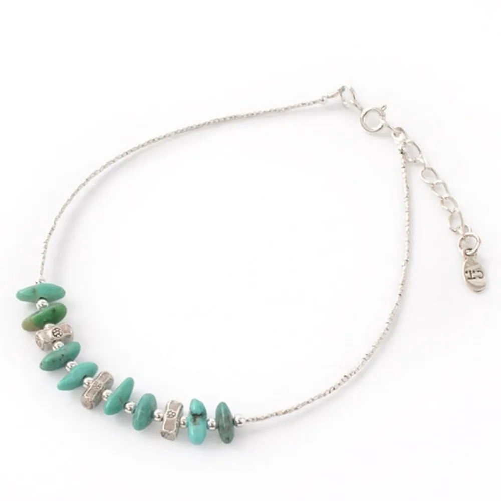 CHALISA T.. Anklets^/ Turquoise Tiny Beads Anklet blue