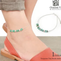 CHALISA T.. Anklets^/ Turquoise Tiny Beads Anklet blue