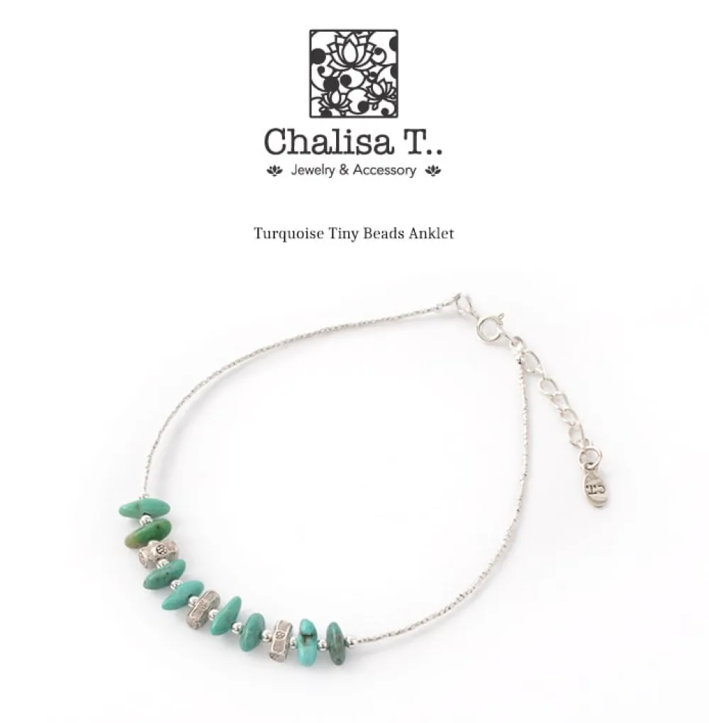 CHALISA T.. Anklets^/ Turquoise Tiny Beads Anklet blue