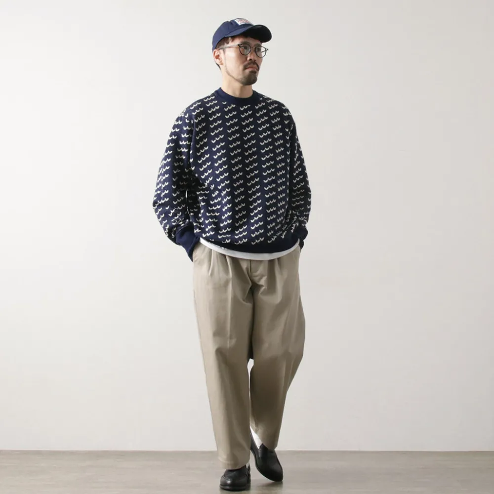 COOHEM Knits^/ Big Birds Eye Knit Pullover navy