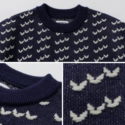 COOHEM Knits^/ Big Birds Eye Knit Pullover navy