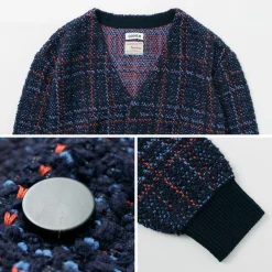 COOHEM Cardigans^/ Check Tweed Cardigan navy
