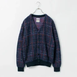 COOHEM Cardigans^/ Check Tweed Cardigan navy