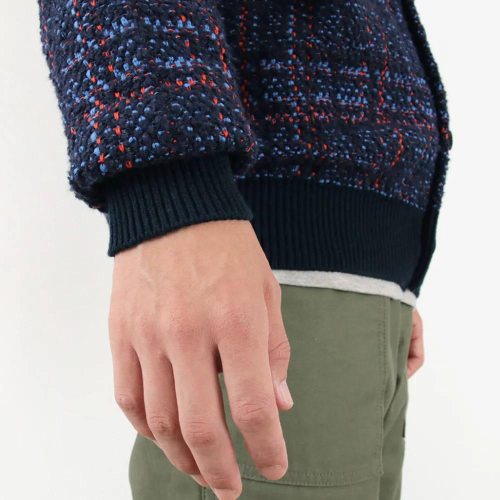 COOHEM Cardigans^/ Check Tweed Cardigan navy