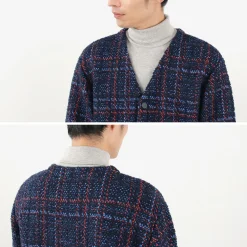 COOHEM Cardigans^/ Check Tweed Cardigan navy