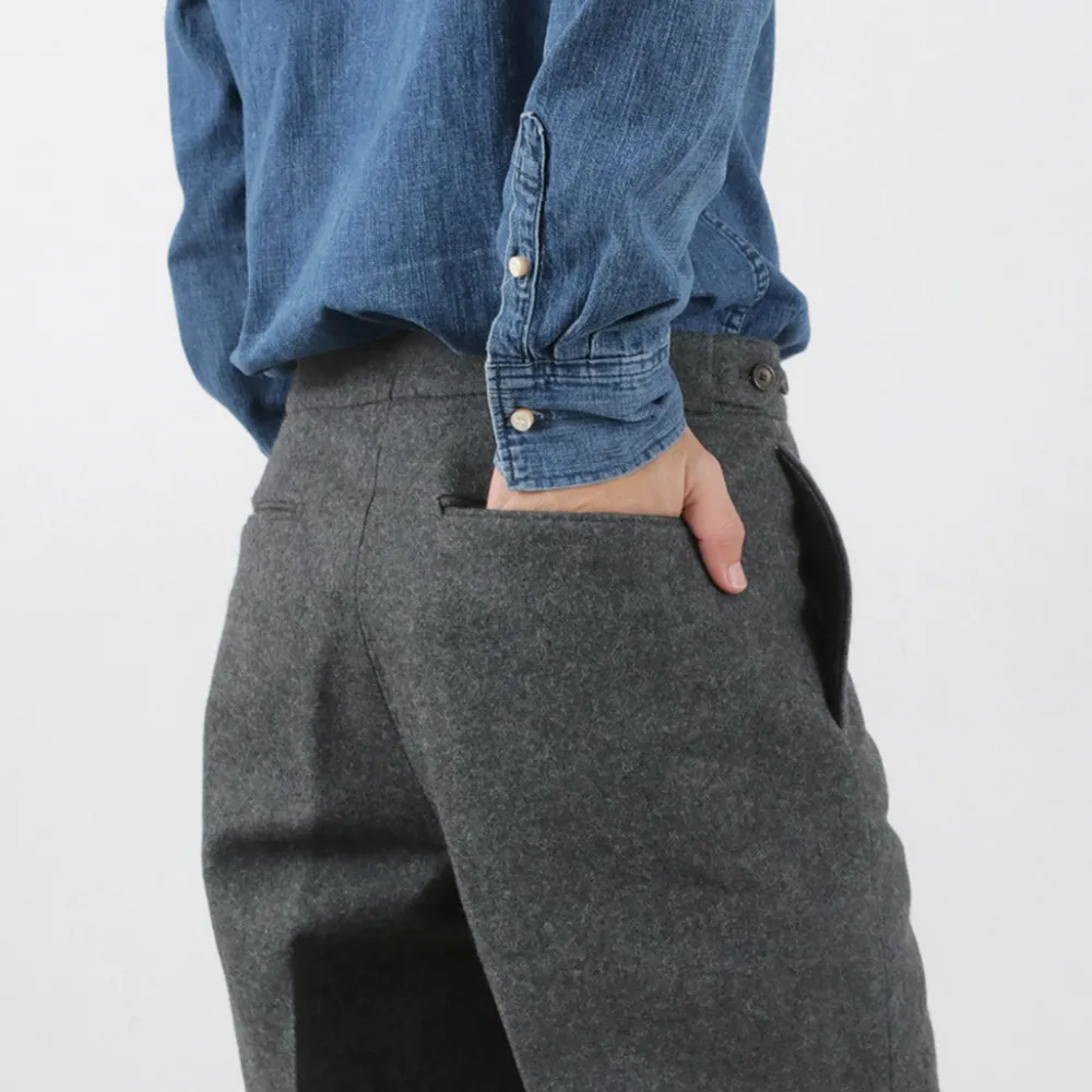 D.C.WHITE Trousers^/ Wool Melton Tapered Trousers gray
