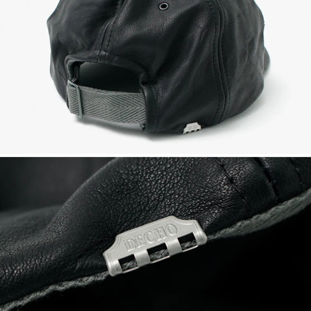 DECHO Hats^/ Leather Ball Cap black
