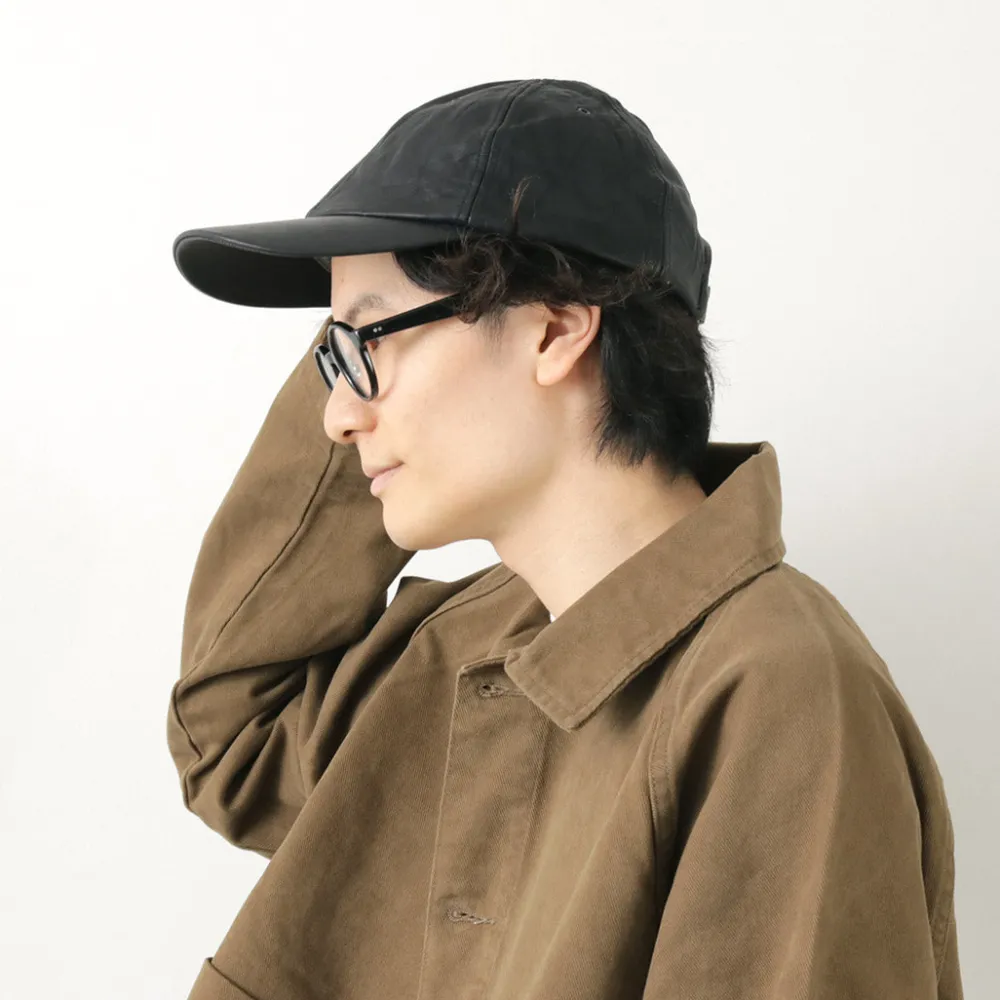 DECHO Hats^/ Leather Ball Cap black
