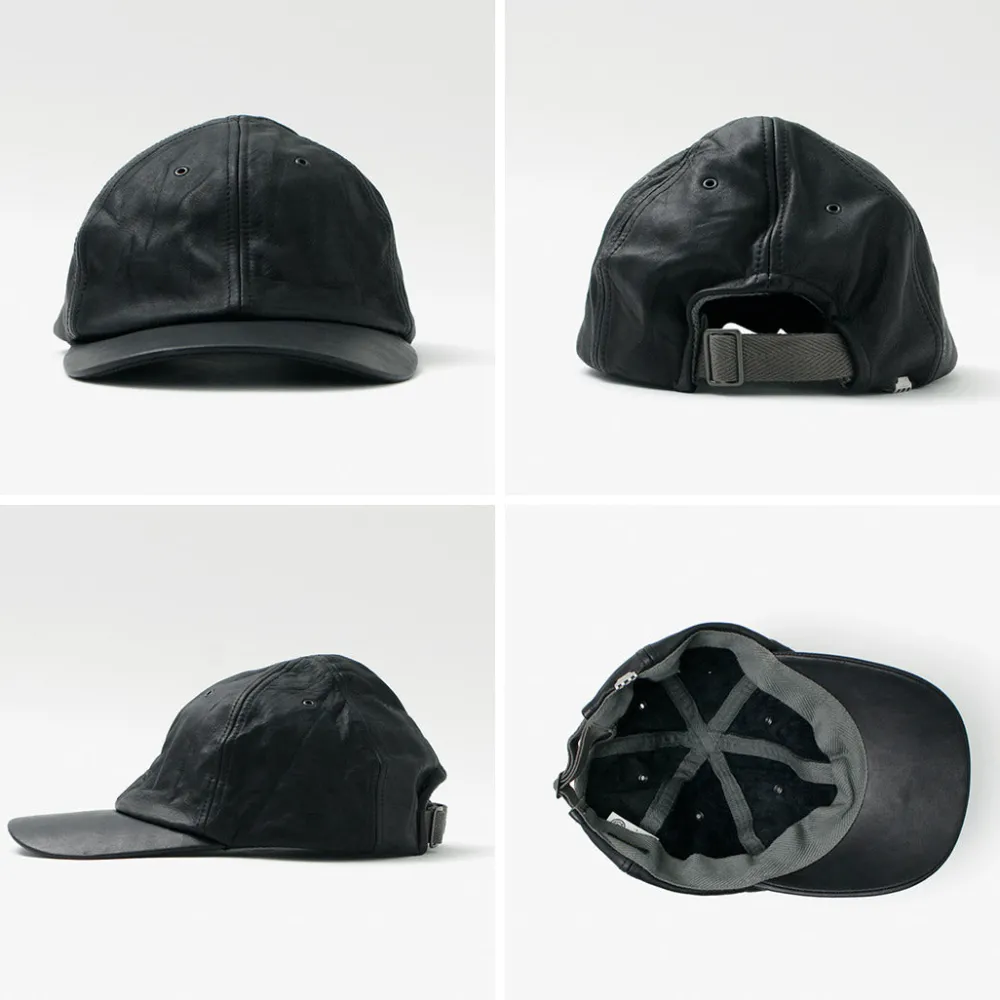 DECHO Hats^/ Leather Ball Cap black