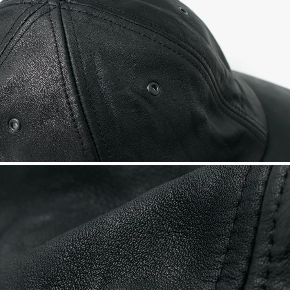 DECHO Hats^/ Leather Ball Cap black