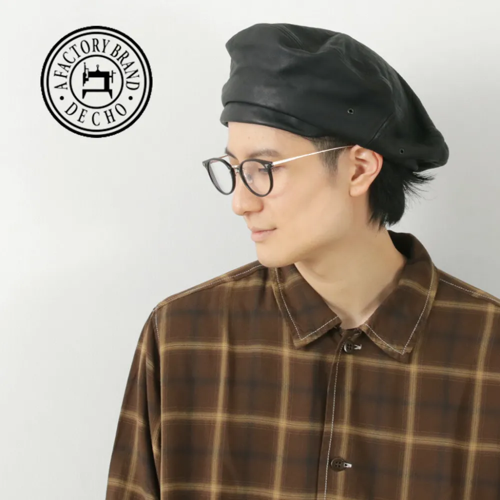 DECHO Hats^/ Leather Beret black