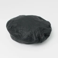 DECHO Hats^/ Leather Beret black
