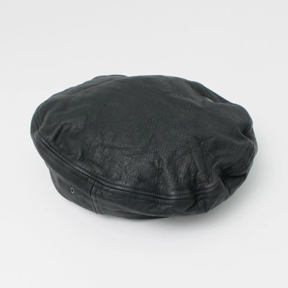 DECHO Hats^/ Leather Beret black